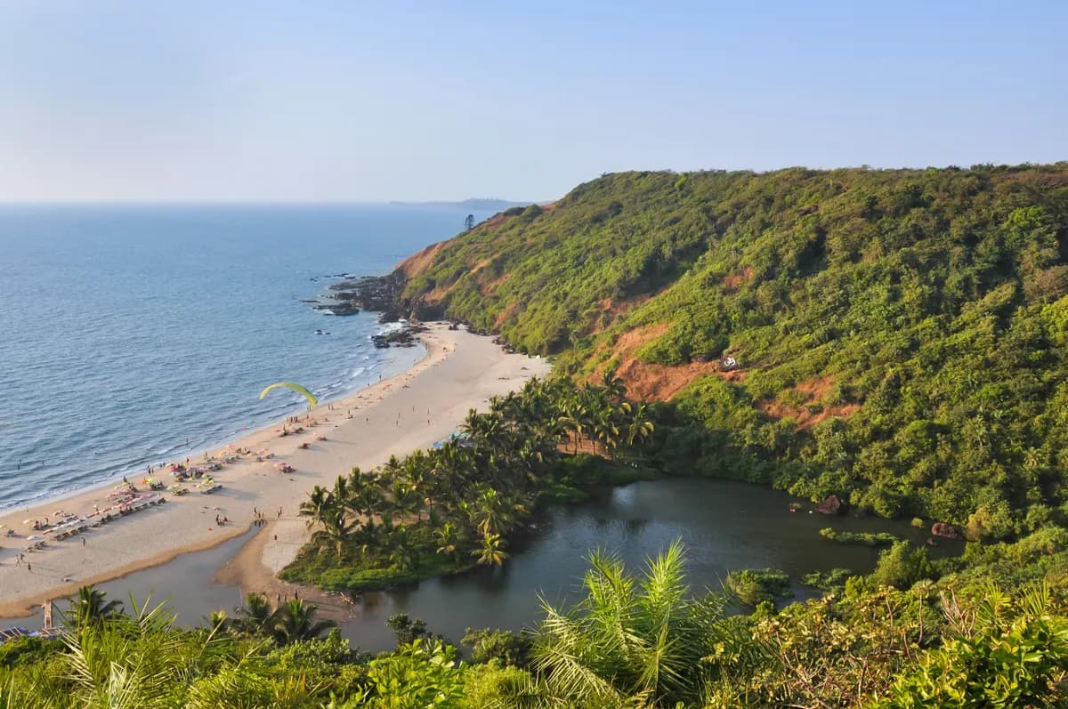Coastal beach and cliffs, North Goa