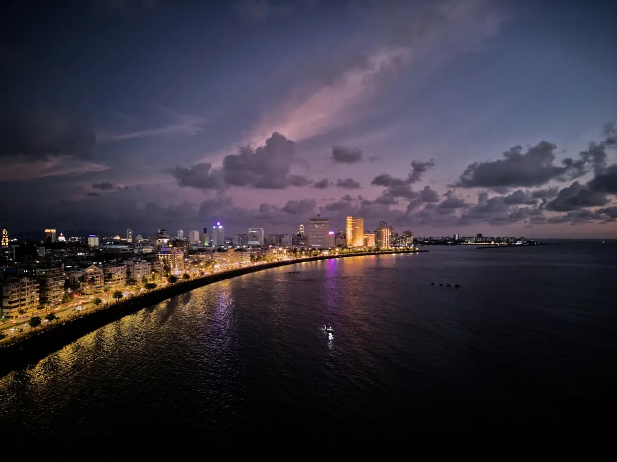 Marine Drive skyline at dusk, Mumbai