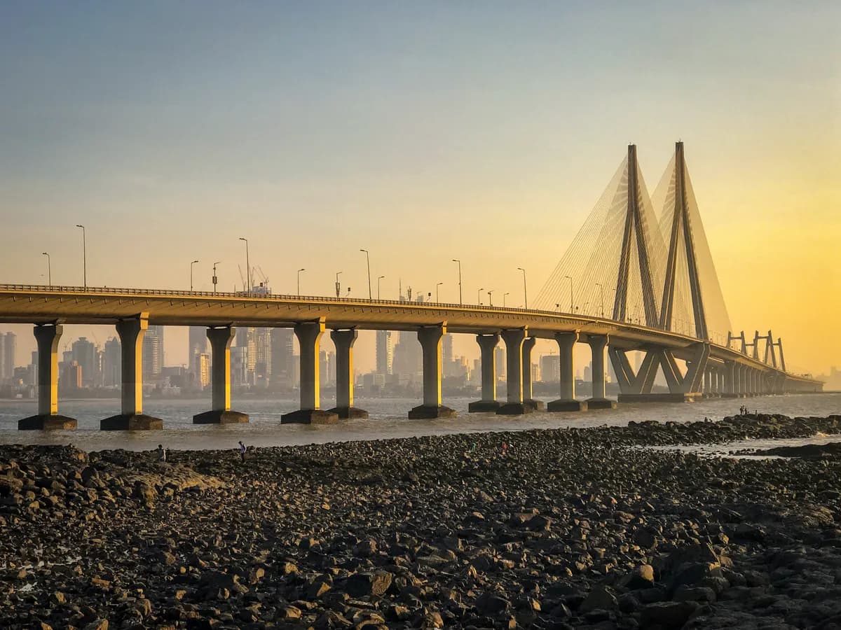 Bandra-Worli Sea Link at sunset, Mumbai