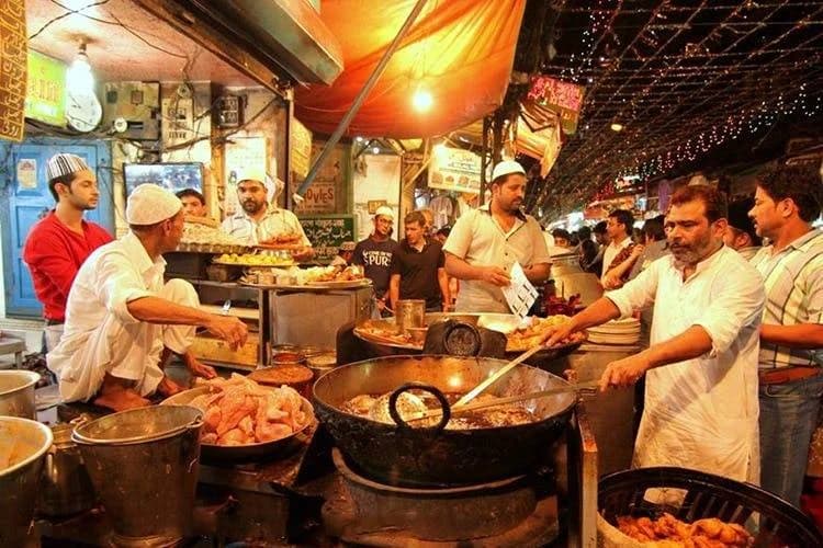 A street food stall in Chandni Chowk, Old Delhi