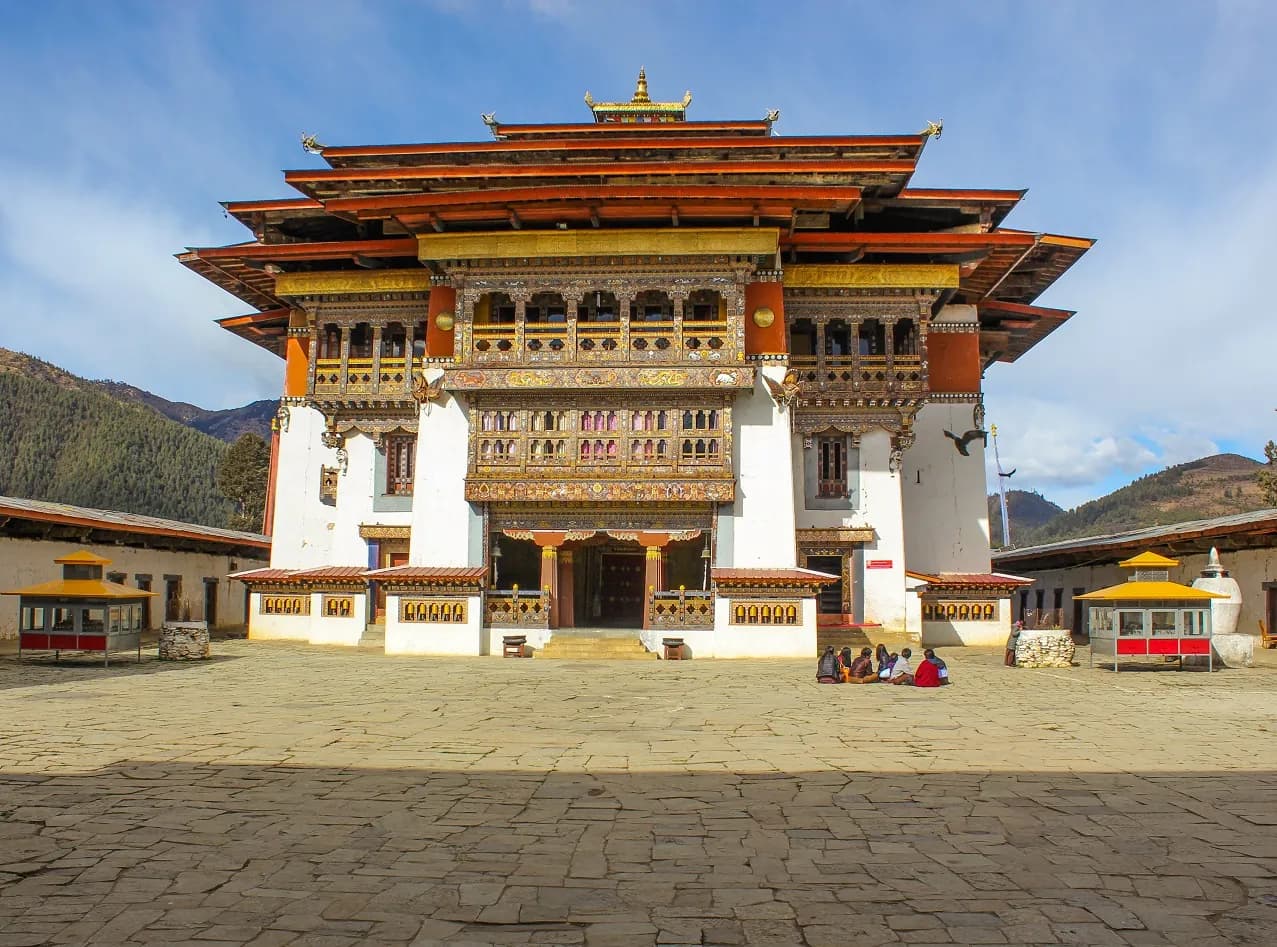The front courtyard of Gangtey Monastery