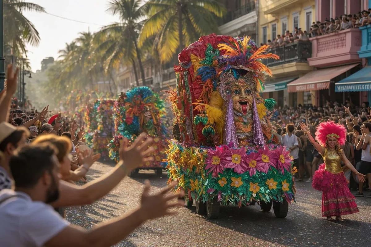 Colourful parade float at Goa Carnival