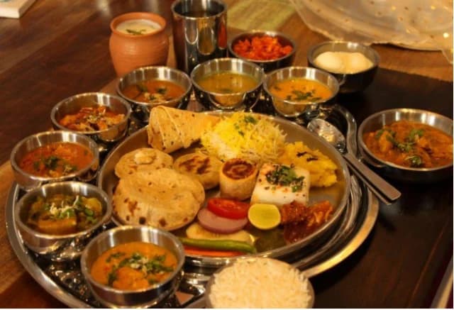 A traditional Rajasthani thali meal