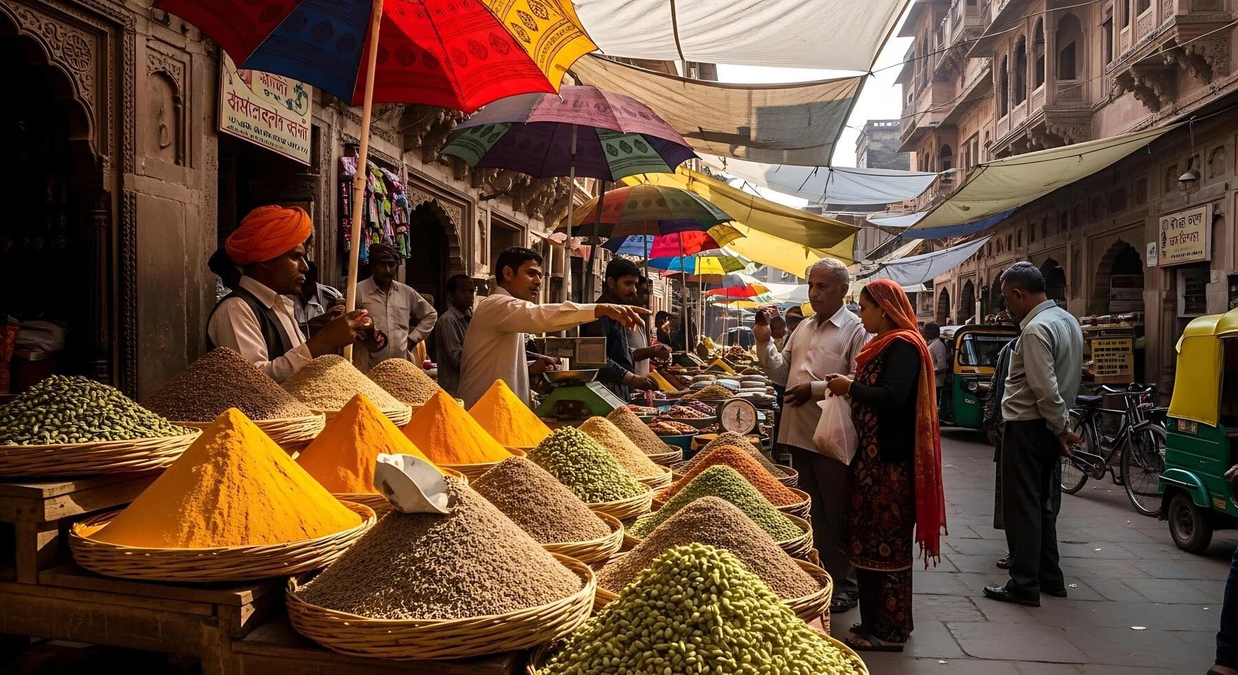 Spice stalls in a Jaipur market