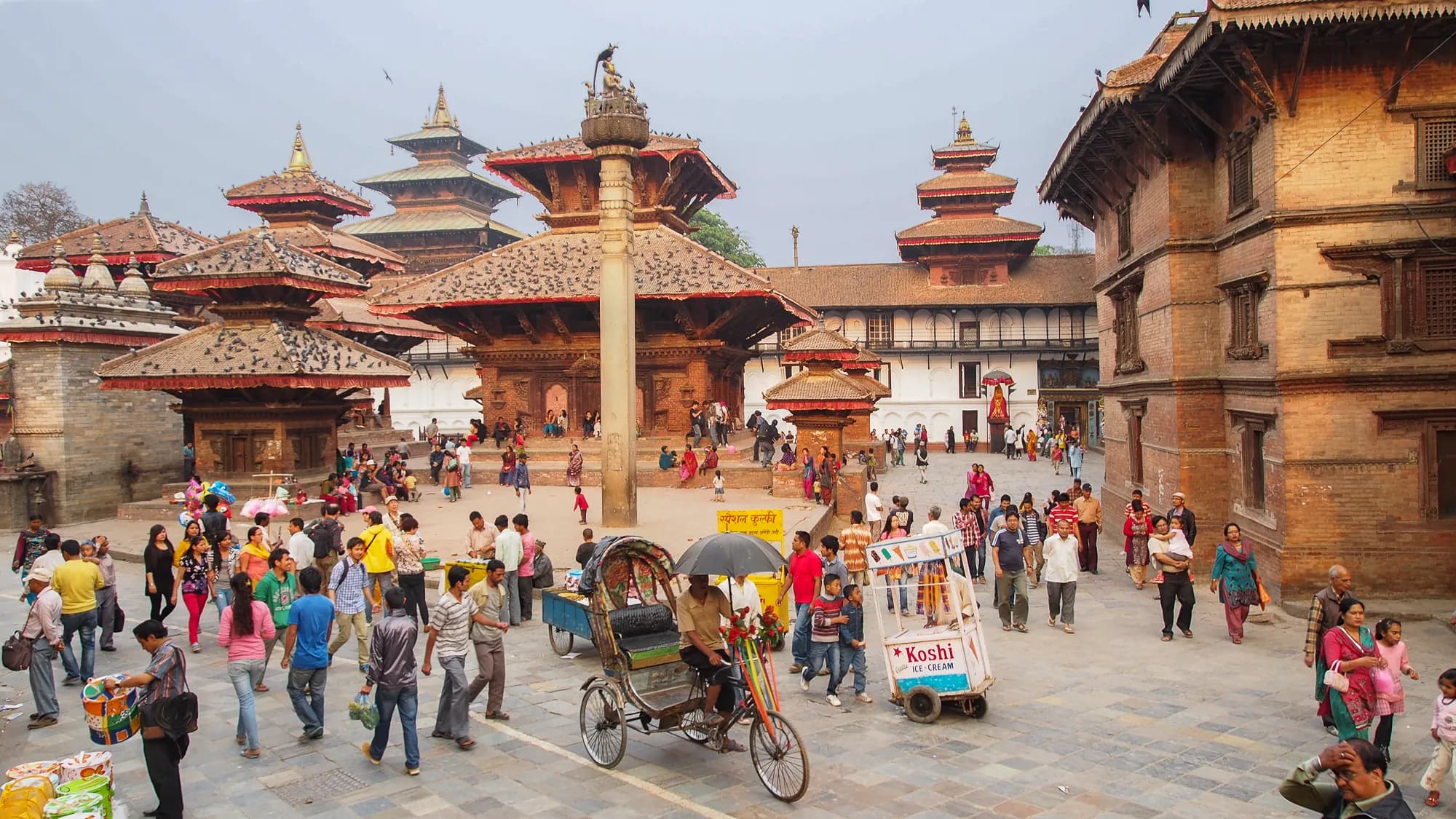 Kathmandu Durbar Square, with its pagoda-roofed temples and daily street life
