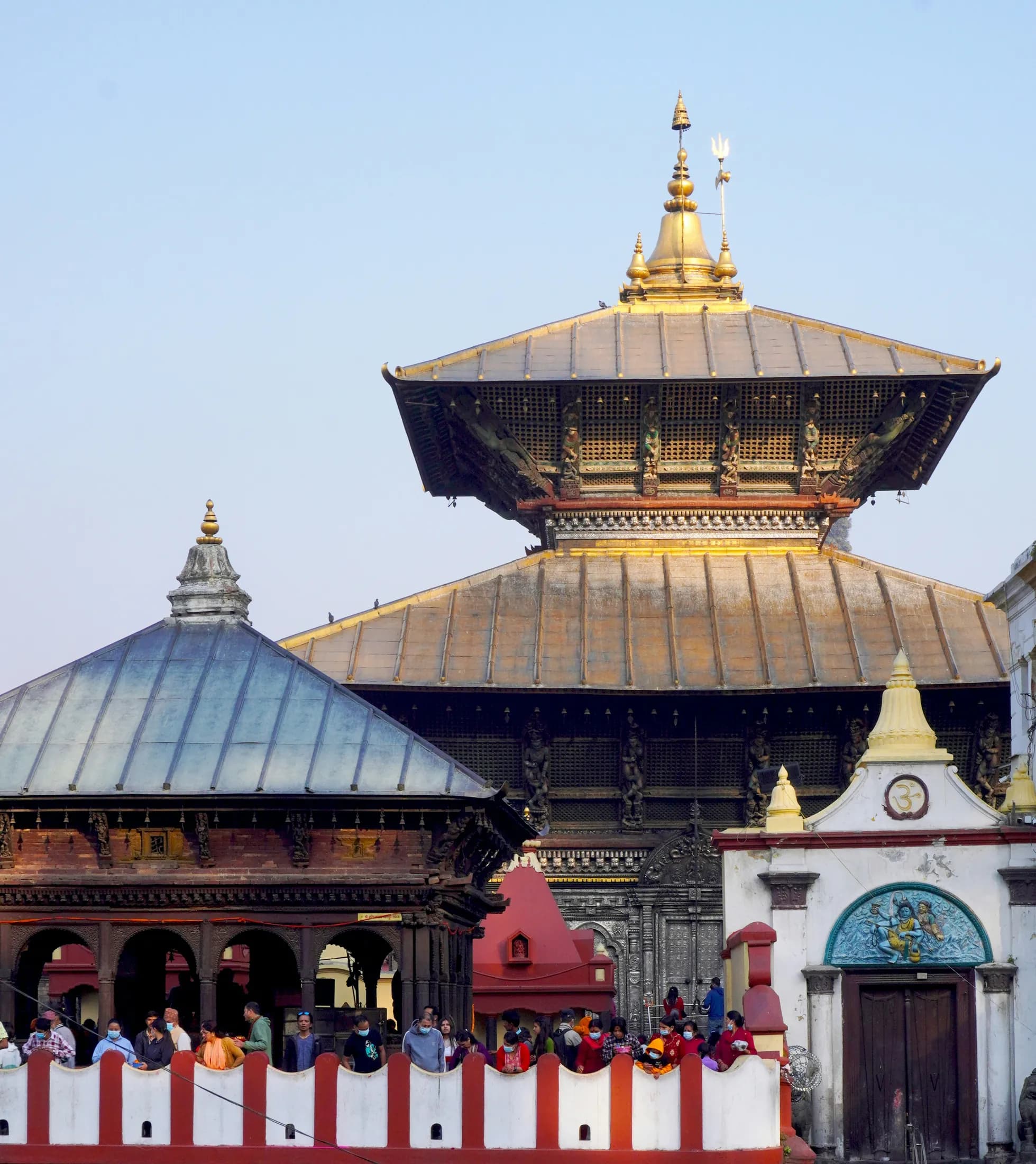 Pashupatinath Temple's golden pagoda roofs above the Bagmati River complex