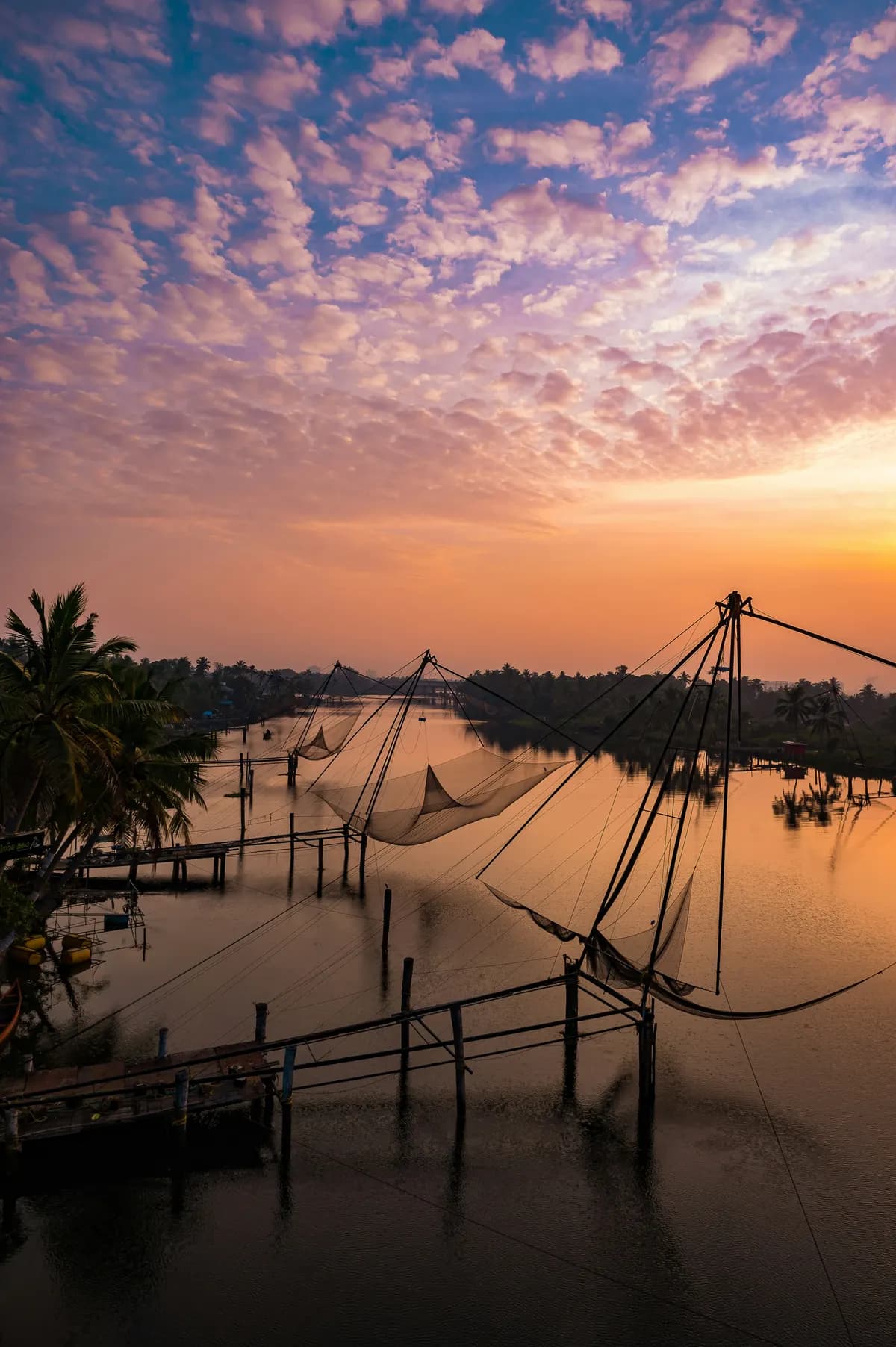 Chinese fishing nets at sunset, Fort Kochi, Kerala