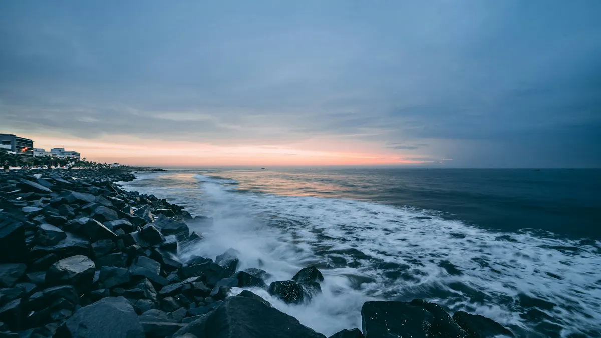 Rocky seafront promenade, Pondicherry