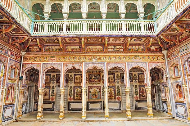 A painted haveli courtyard in Shekhawati