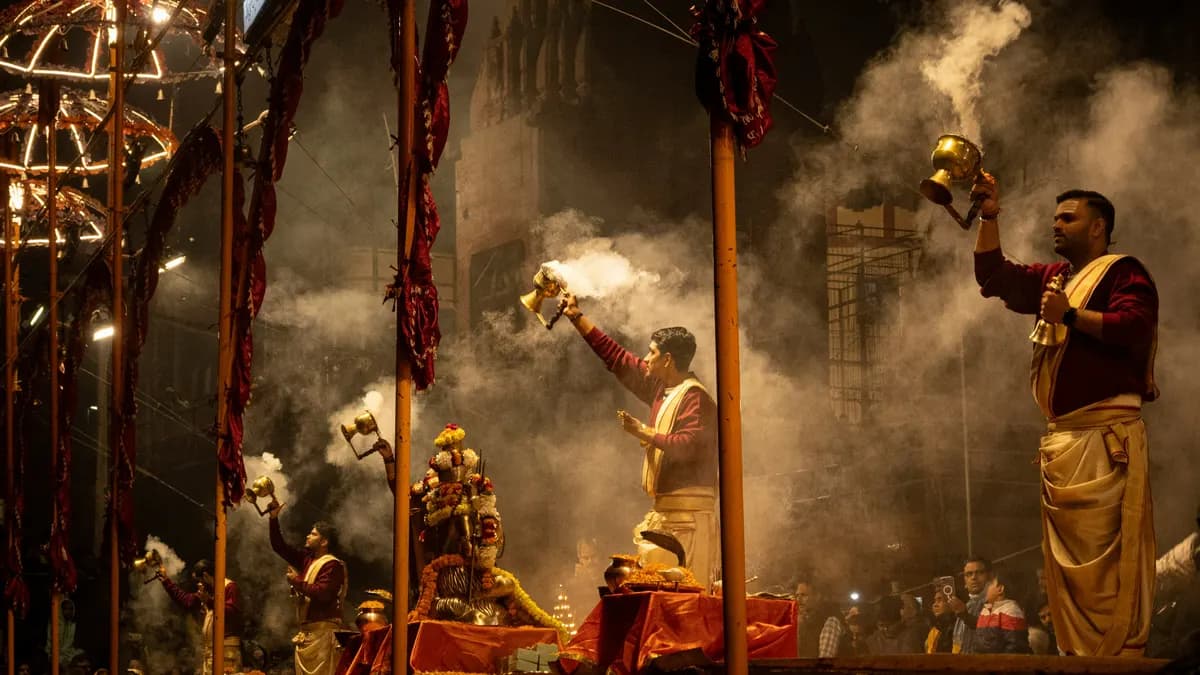 Ganga aarti ceremony at the ghats of Varanasi