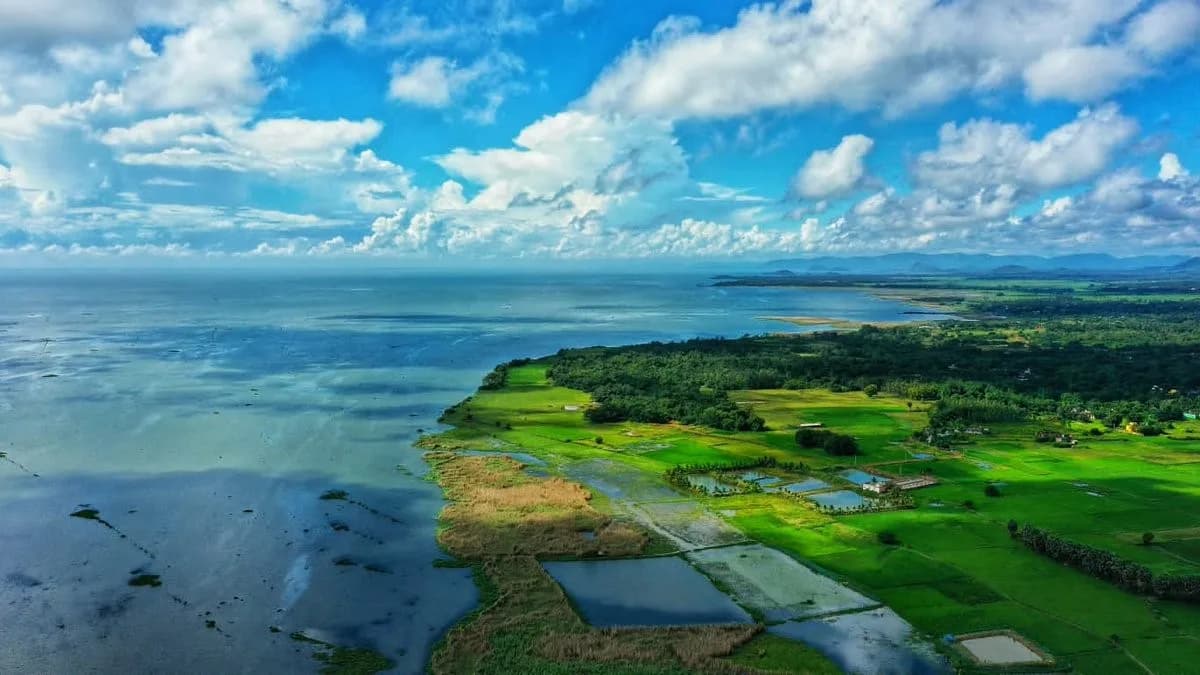 Aerial view of Chilika Lake, Odisha