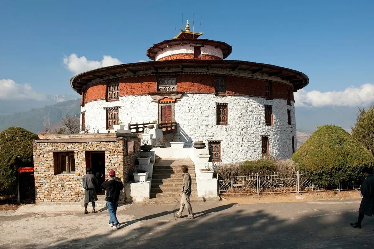 The round Ta Dzong watchtower, home to the National Museum of Bhutan