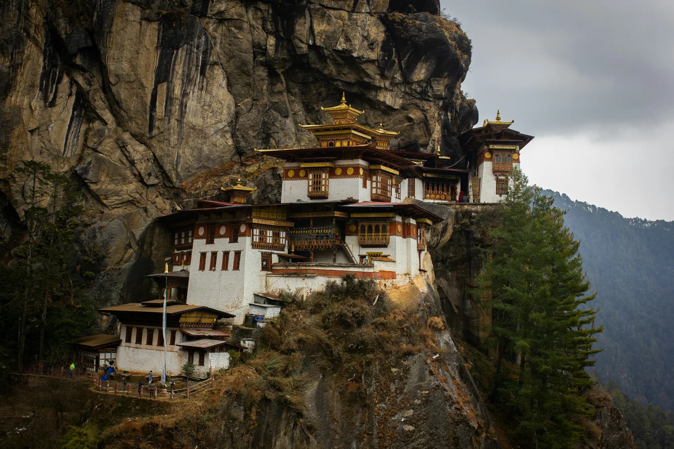 Paro Taktsang, the Tiger's Nest monastery, built into the cliff face