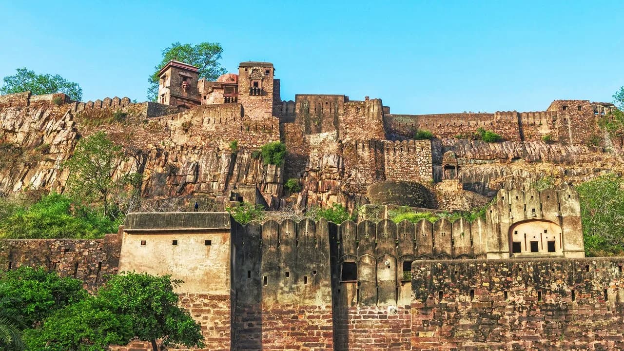 Ranthambore Fort ramparts overlooking the national park