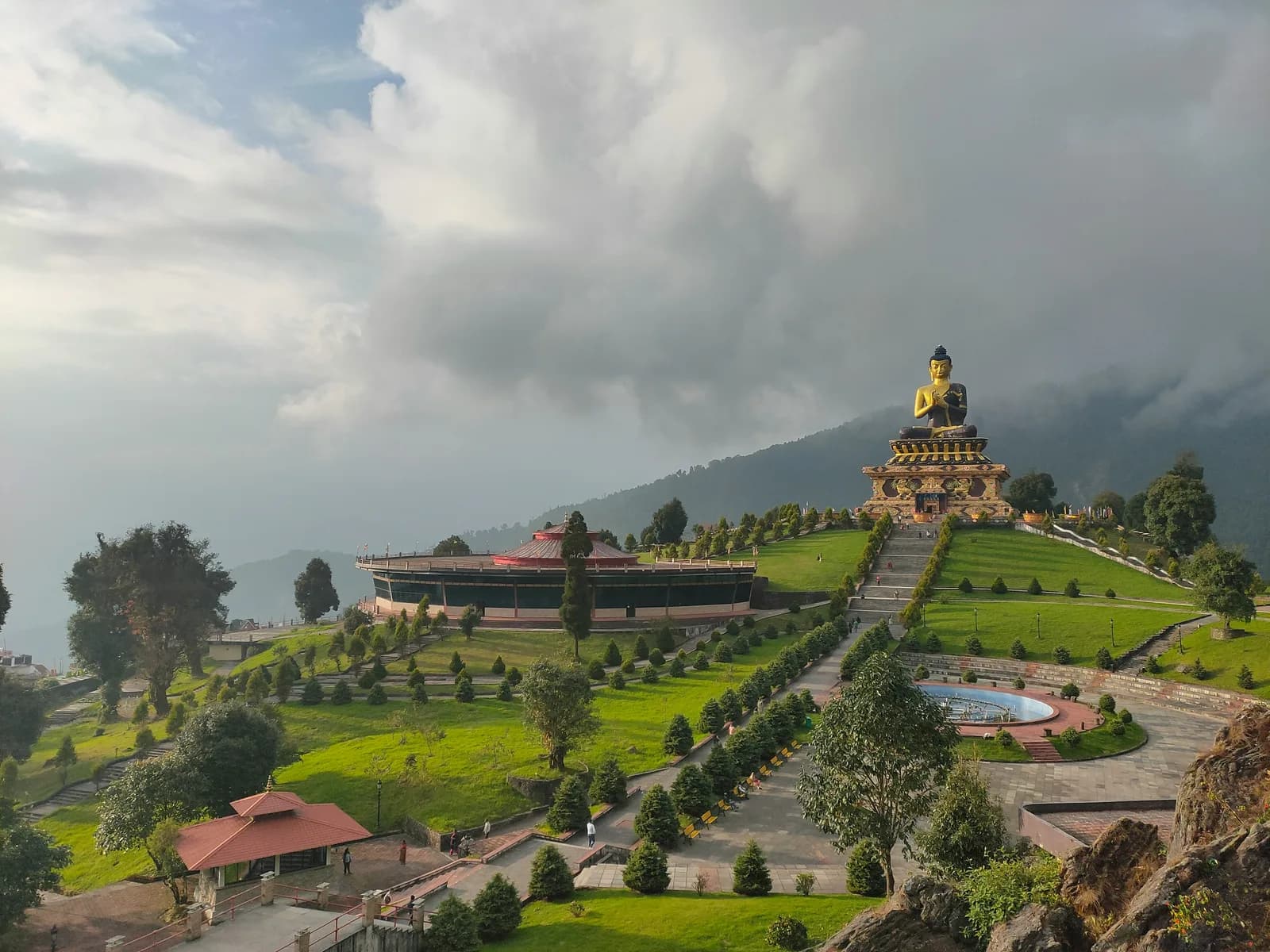 The seated Buddha statue at Tathagata Tsal, Ravangla, Sikkim