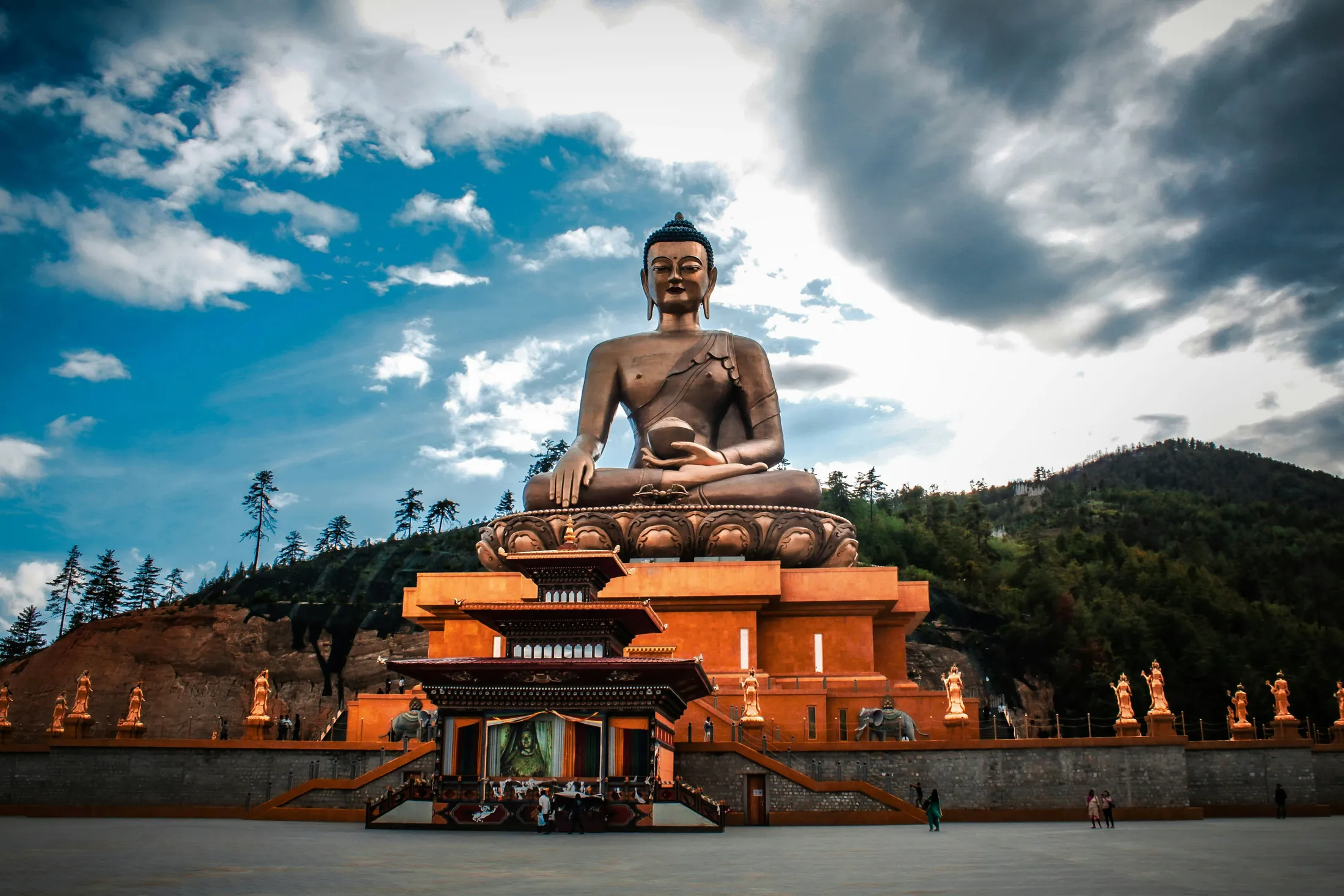 The giant bronze Buddha Dordenma statue overlooking Thimphu