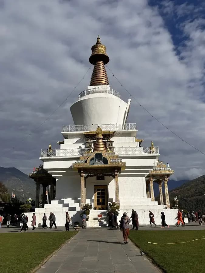The white and gold National Memorial Chorten in Thimphu